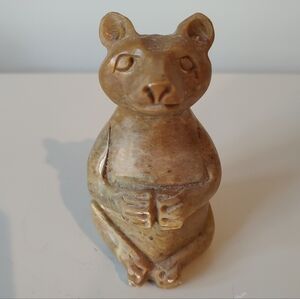 Soapstone Sitting Bear India Carved